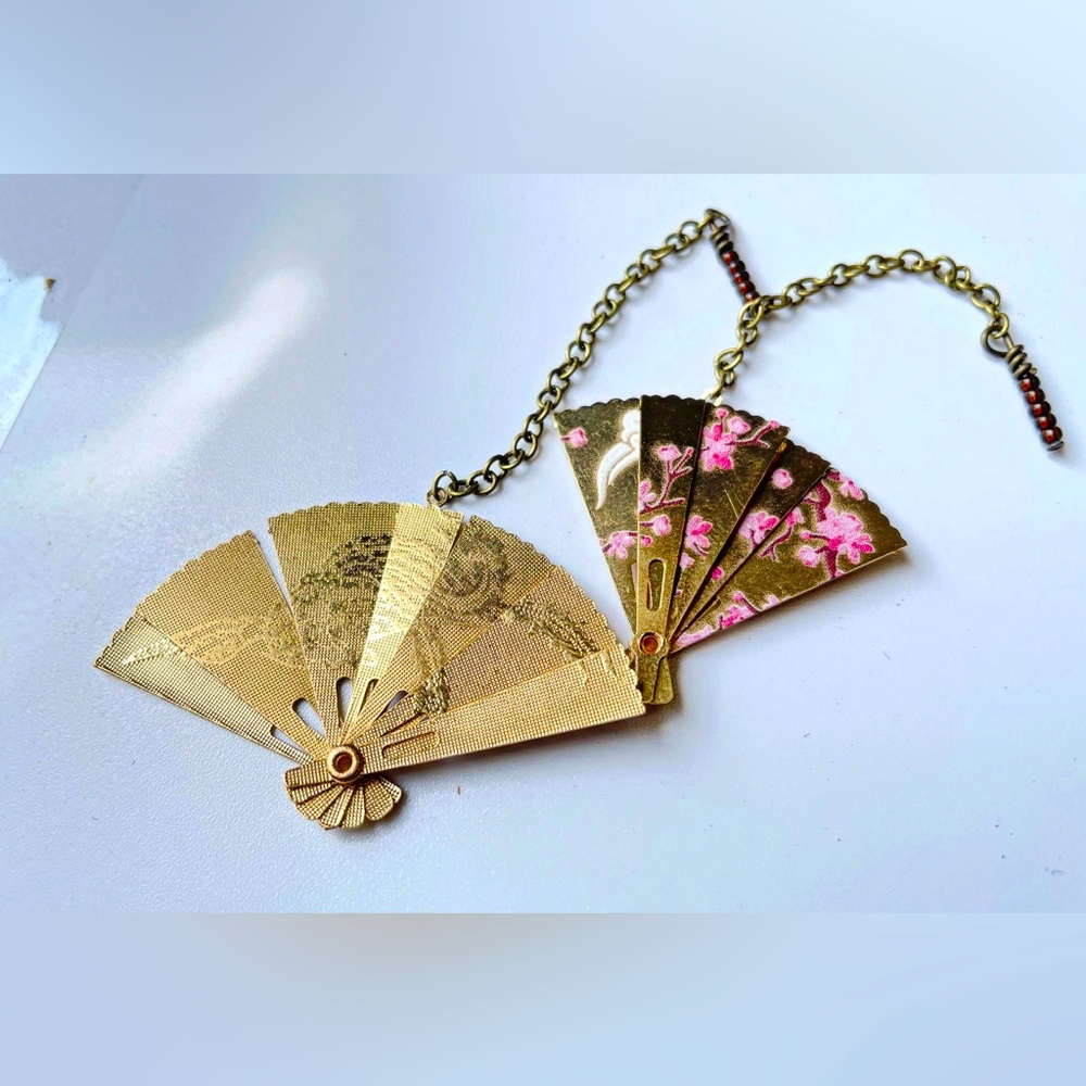 Cherry Blossom Folding Fan Pendants for earrings/necklaces/etc